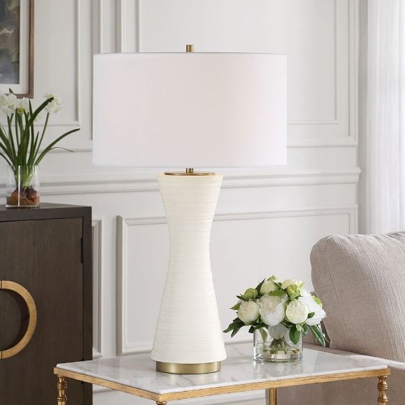 Uttermost® Ridgeline Matte White Table Lamp-2