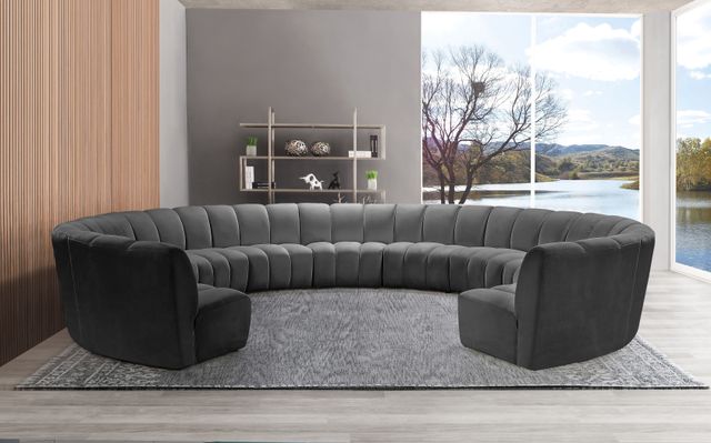 Meridian Furniture Infinity 11-Piece Grey Velvet Modular Sectional-1