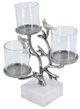 A & B Home Silver/White 3-Pillar Candle Holder-0
