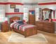 Signature Design by Ashley® Barchan 2-Piece Medium Brown Twin Panel Bed Set-3