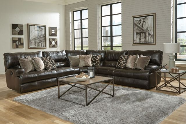 Catnapper® Como 5-Piece Chocolate Curved Manual Reclining Sectional-2