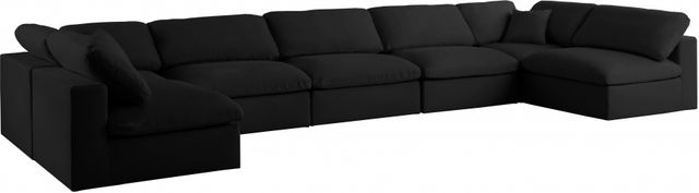 Meridian Furniture Serene 7-Piece Black Deluxe Cloud Modular Sectional-0