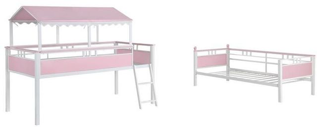 Coaster® Alexia Pink/White Twin/Twin Workstation Bunk Bed-1