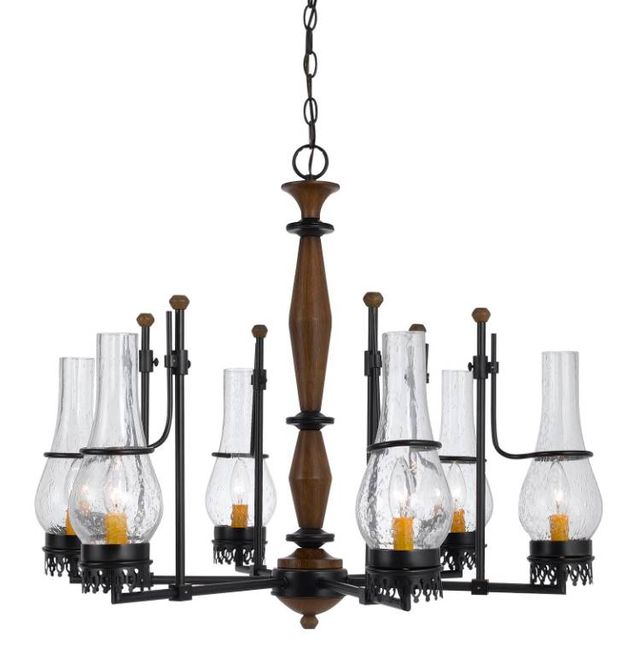Cal® Lighting & Accessories Trenton 6-Light Metal/Wood Chandelier-0