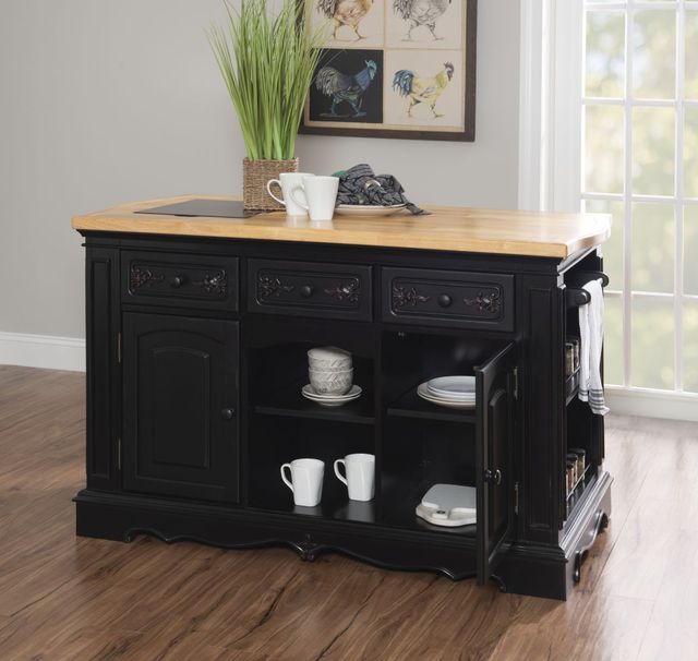 Powell® Pennfield Black Sand-Through/Natural Kitchen Island-1