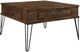 Mazin Furniture Shaffner Rustic Oak Square Coffee Table with Black Hairpin Legs-2