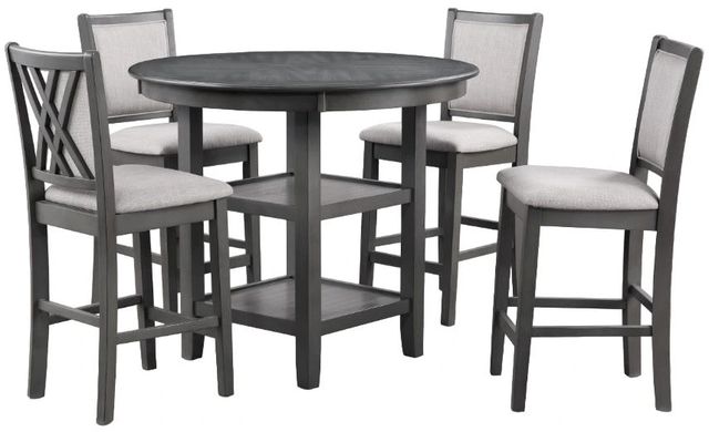 New Classic® Home Furnishings Amy 5-Piece Gray Round Counter Dining Set-0