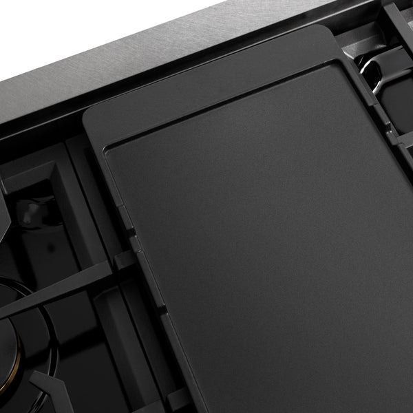 ZLINE Paramount Autograph Edition 48" Black Stainless Steel Gas Cooktop with Polished Gold Accents -3