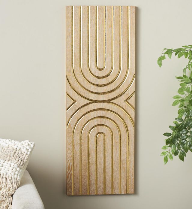 Deco Marche Light Brown 43" Geometric Panel Wall Decor-4