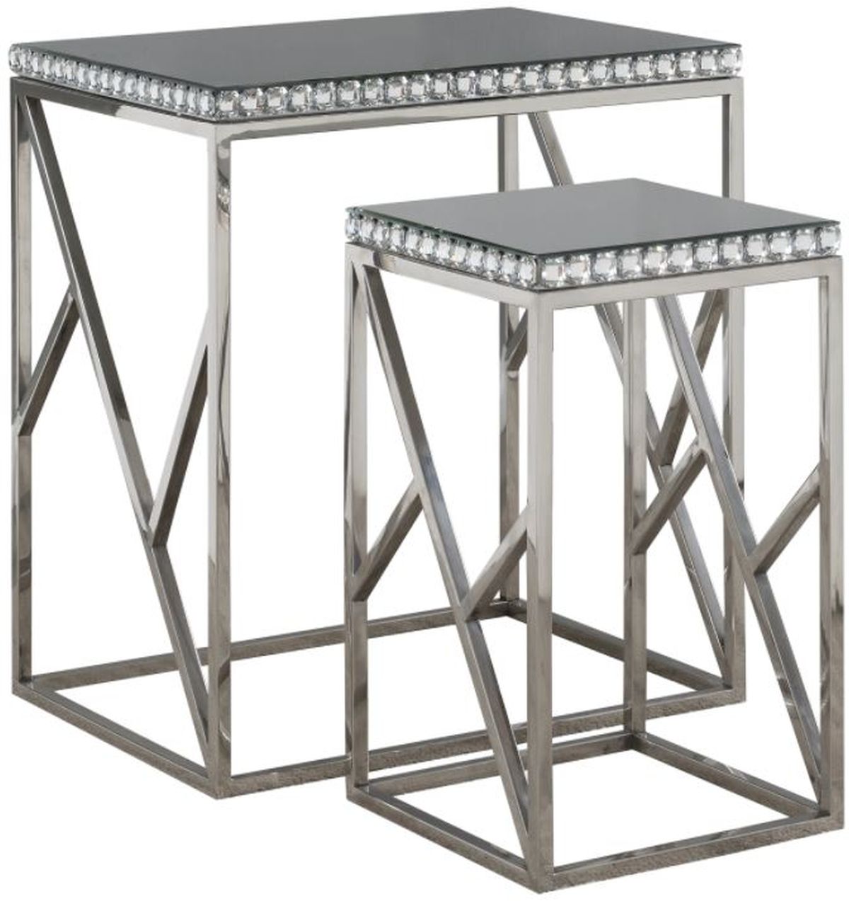 Coaster Betsy 2 Piece Mirror Top Round Nesting Table with Stainless Steel Base Store For Homes Furniture Flooring Newton IA