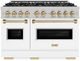 ZLINE Autograph Edition 48" 6.7 cu. ft. Dual Fuel Range with 8 Burner DuoPro™ Cooktop and Dual Ovens with White Matte Doors and Champagne Bronze Accents-0