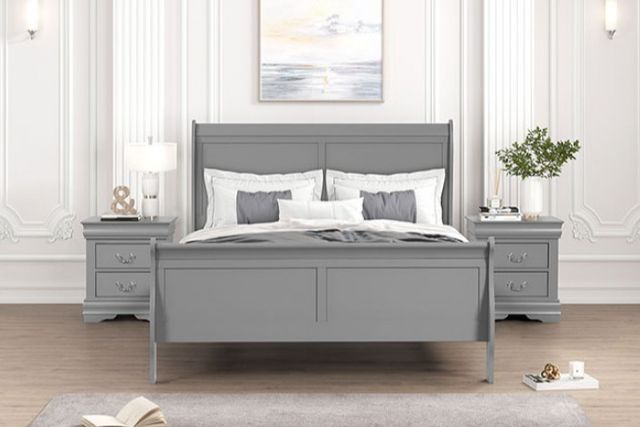 Furniture of America® Louis Philippe 4-Piece Gray Queen Bedroom Set-1