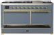 Ilve® Majestic III 60" Blue Gray Pro Style Dual Fuel Liquid Propane Range with Solid Door and Brass Trim-2