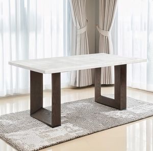 Eddie White Dining Table with Brown Base Eddie White Dining Table with Brown Base