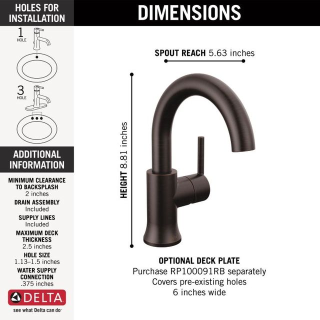 Delta Trinsic® Venetian Bronze 9" Single Handle Lever Bathroom Faucet-3