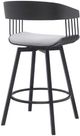 Armen Living Athena Light Gray/Black Swivel Counter Stool-2