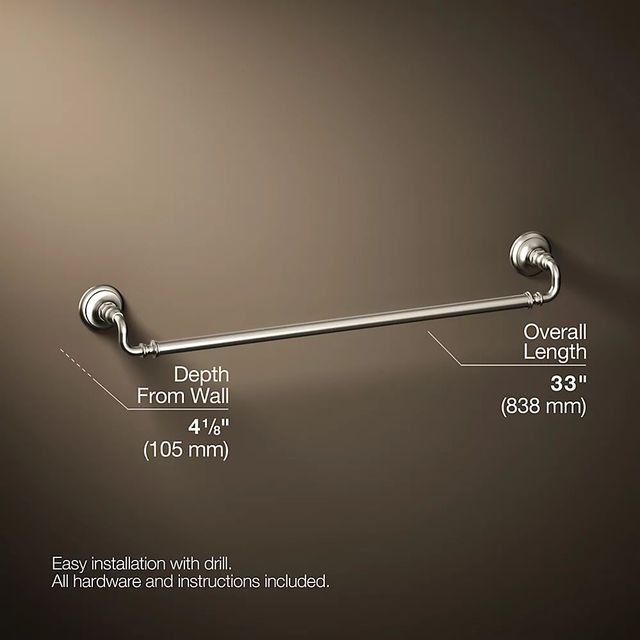 KOHLER® Artifacts® Vibrant Brushed Nickel 30" Towel Bar-2