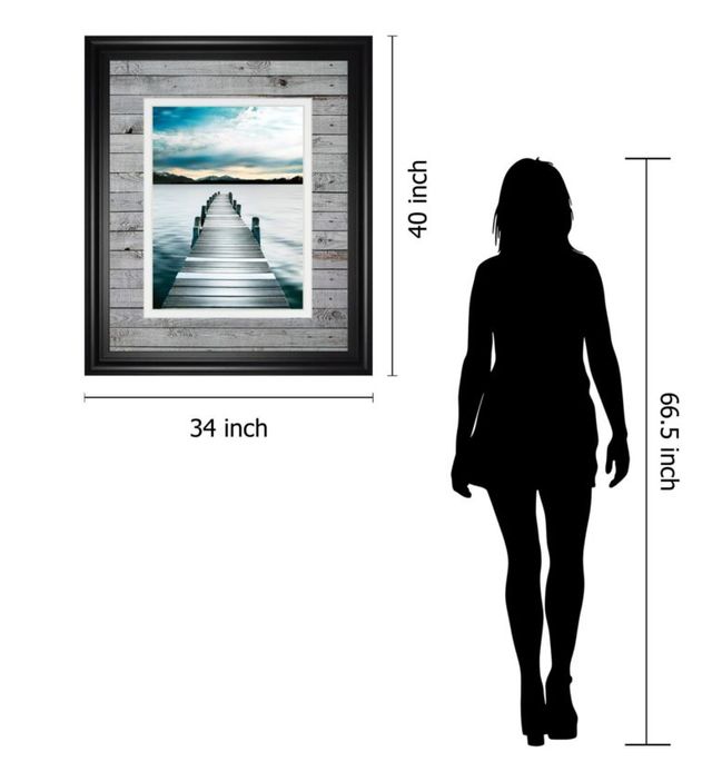 Classy Art “Jetty” By Interfoto – Danita Delimont Blue 34 in. x 40 in. Framed Print Wall Art-2