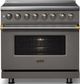 Viking® 5 Series 36" Damascus Gray Pro Style Induction Range with Brushed Brass Trim-3