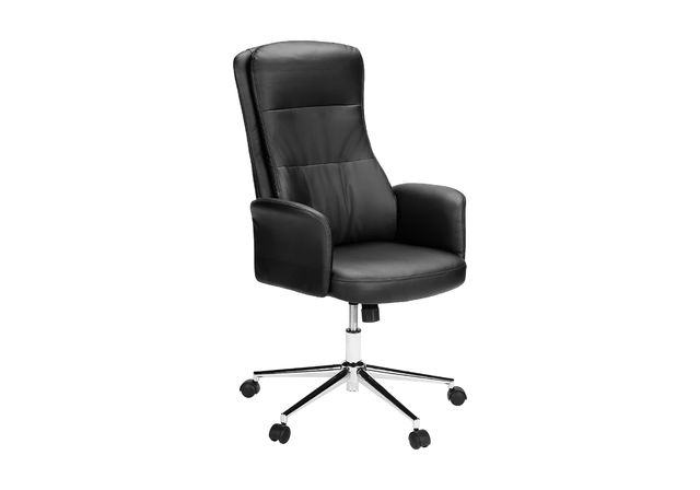 Monarch Specialties Inc. Black Leather-Look High Back Executive Office Chair with Tilt Function-0