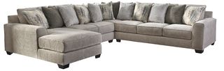 Benchcraft® Ardsley 4-Piece Pewter Left-Arm Facing Sectional and Chaise