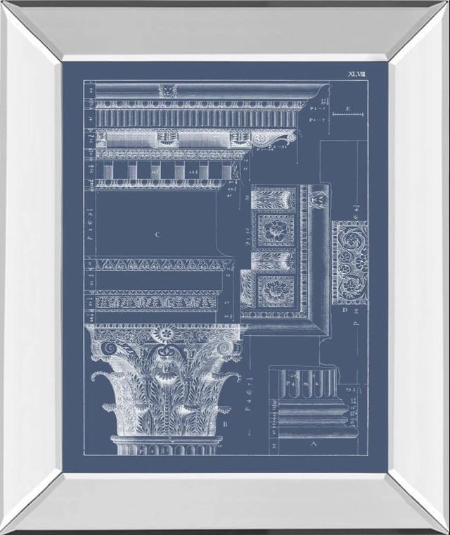 Classy Art Column & Cornice Blueprint III by Vision Studio Mirror Framed Wall Art-0
