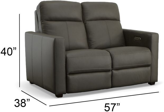 Flexsteel® Broadway Shale Power Reclining Loveseat with Power Headrests-4