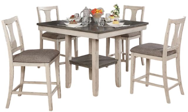 Furniture of America® Ann 5-Piece Antique White/Gray Counter Table Set-0