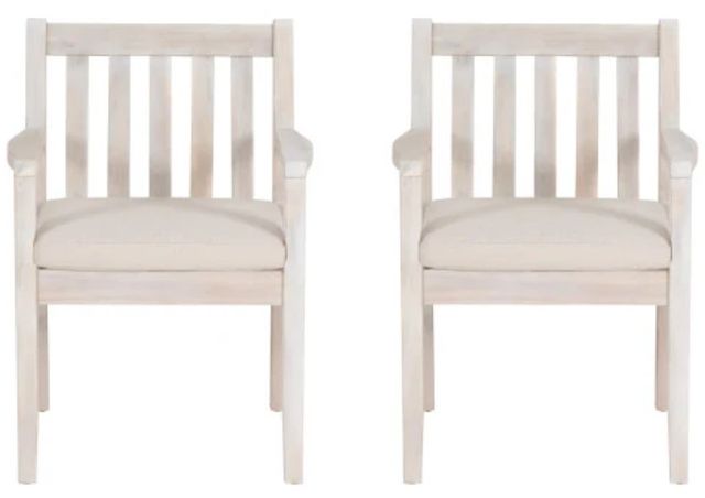 Linon Svana 2-Piece Beige/Natural Fabric/Wood Outdoor Dining Chair Set-3
