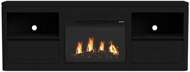 Elements International Rosalie Black 71" TV Console with Fireplace Insert -3