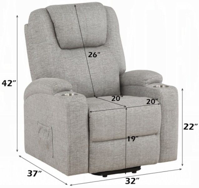 ACME Furniture Evander Light Gray Power Lift Recliner and Massage-2