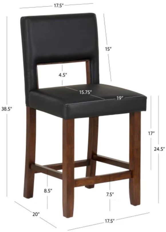 Linon Vega Espresso Black Upholstered Counter Stool-2