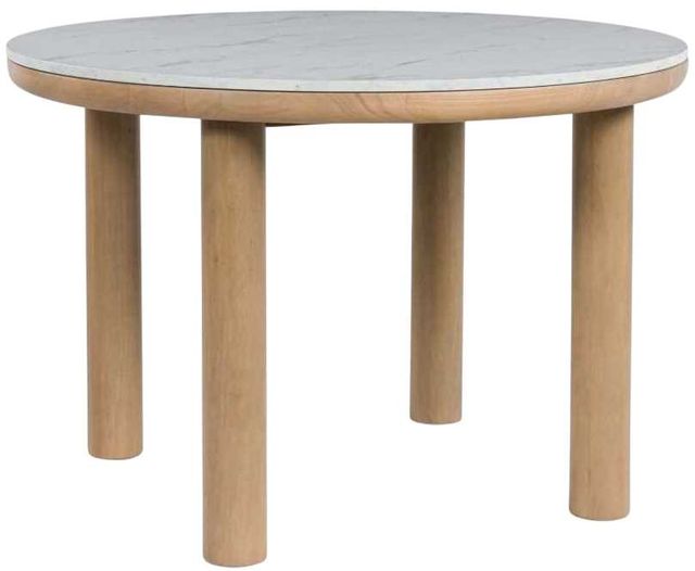 Signature Design by Ashley® Sawdyn White Round Dining Table with Light Brown Base-0