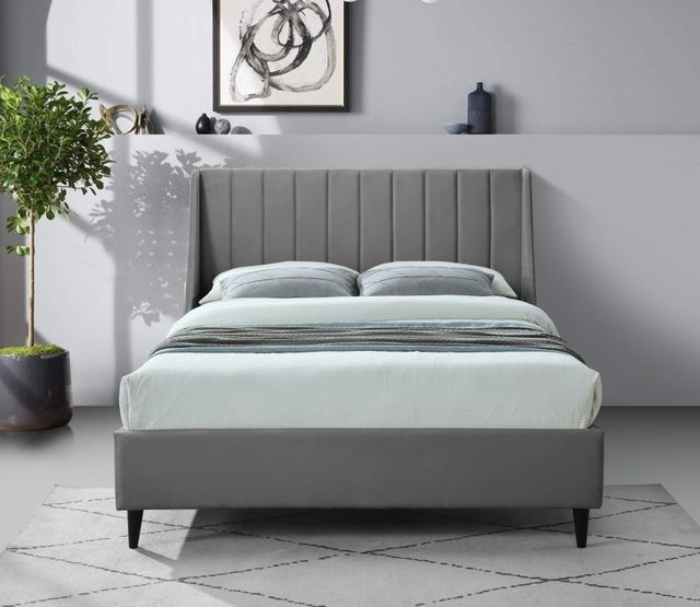 Meridian Furniture Eva Grey Velvet Queen Bed-2