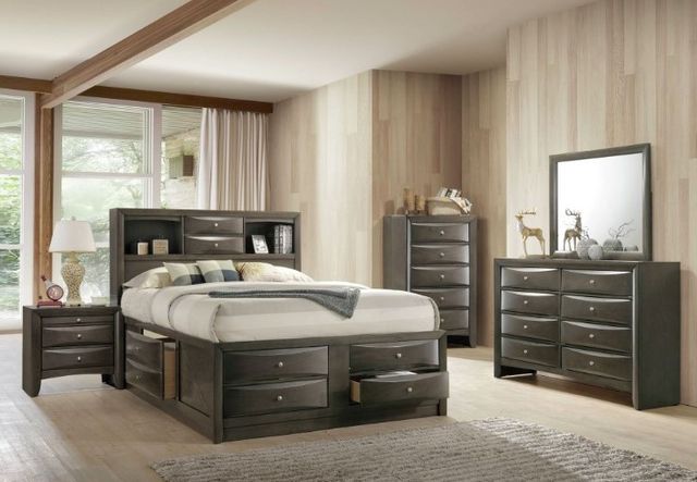 Elements International Emily Gray Queen Storage Bed-2