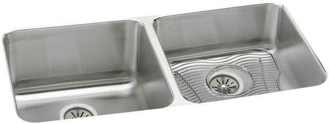 Elkay Lustertone® Classic 3-Piece Lustrous Satin 30-3/4" x 18-1/2" x 10" Equal Double Bowl Undermount Sink Set with Left Drain-0