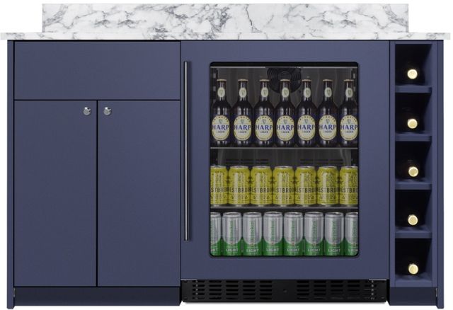 Summit® Turnkey Mesa 54" Midnight Navy Dry Bar with 3.3 Cu. Ft. Built-In Beverage Center-1