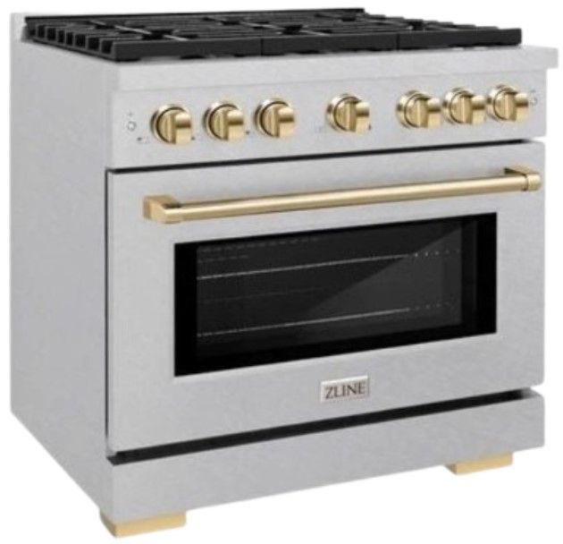 ZLINE Autograph Edition 36" Satin Stainless Steel Pro Style Gas Range with 6 Burner Cooktop-3