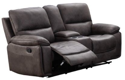 Mazin Furniture Easton Grey Manual Reclining Loveseat with Console-1