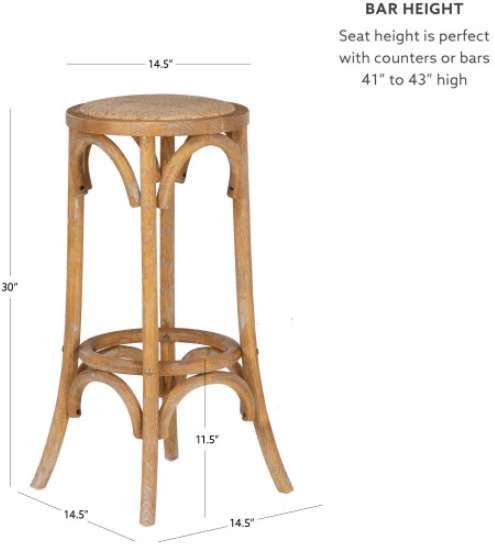 Linon Rae Brown Rattan Seat Bar Stool-2