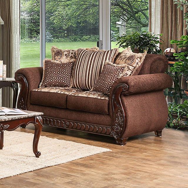Furniture of America Tabitha Brown Loveseat