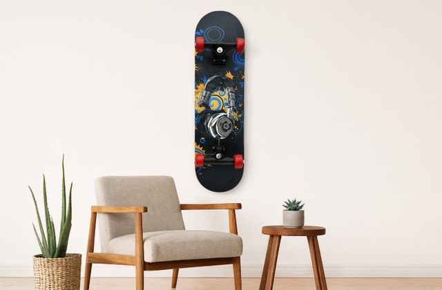 Classy Living Playful Skateboard with Headphone Design Decko-Board Wall Art-1