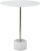 A & B Home Round White Marble Side Table with Chrome Support Center -0