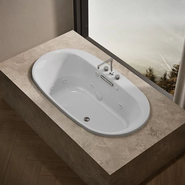 Kohler® Underscore® White 65.5" x 35.75" Drop-In Heated Bubblemassage™ Air Bath with Whirlpool-2