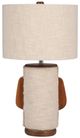 Sagebrook Home Ivory Ecomix Lamp with Wood Base-2
