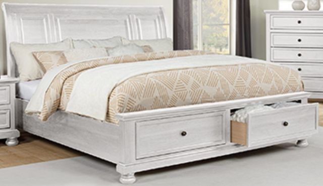 Crown Mark Claribelle White King Sleigh Storage Bed-0