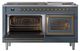 Ilve® Nostalgie II Noblesse 60'' Blue Gray Pro Style Dual Fuel Range with Brass Trim-3