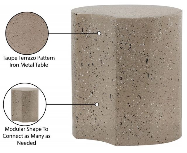 Meridian Furniture Dimple Taupe 18'' End Table-4