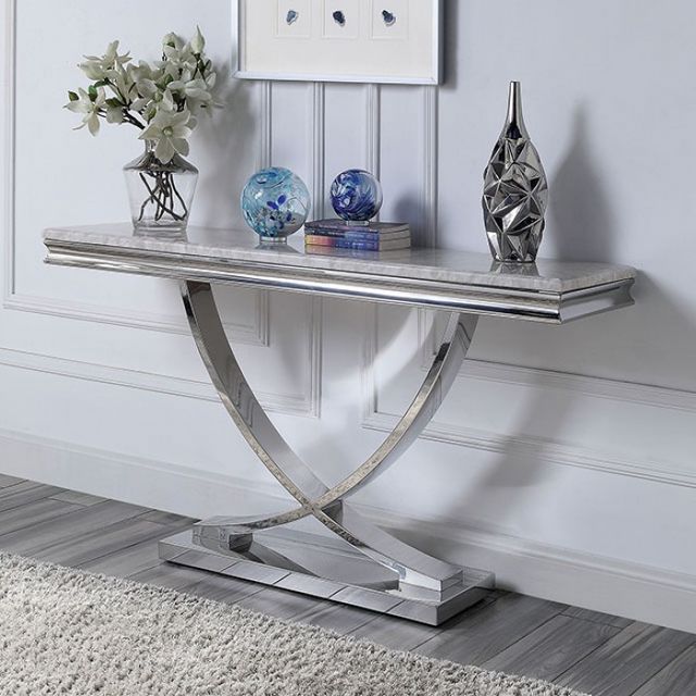 Furniture of America® Wettingen Chrome Sofa Table-0