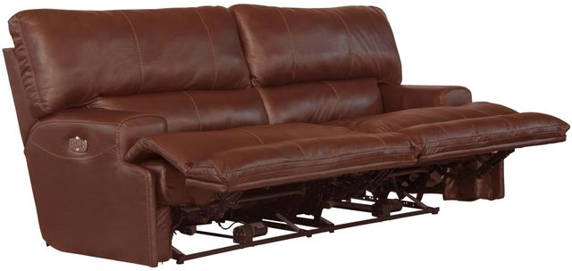 Catnapper® Wembley Walnut Leather Power Lay Flat Reclining Sofa with Power Adjustable Headrest and Power Adjustable Lumbar Support-1